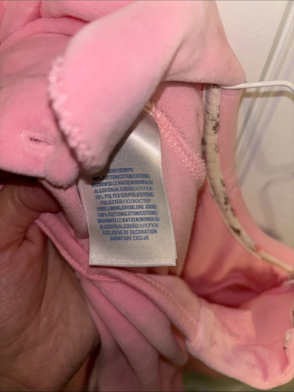 Vintage White Label Ralph Lauren Pink Velour Footed One-Piece Scalloped Collar